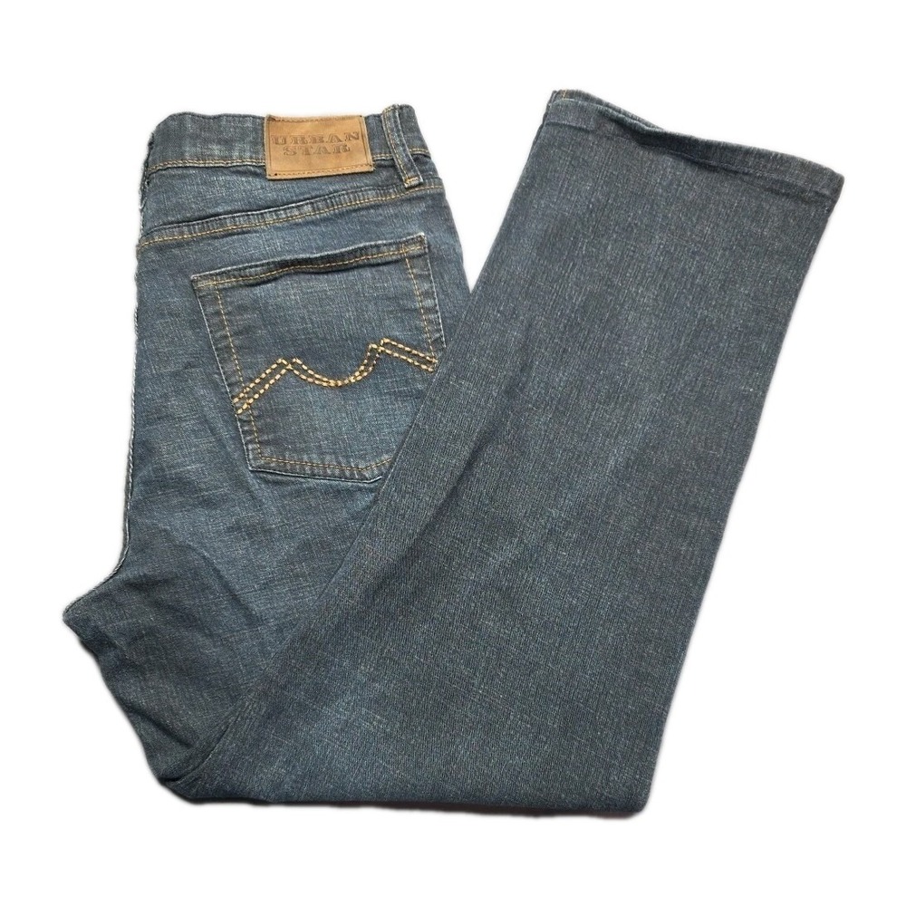 Urban Star Relaxed Fit Jeans Mens 34x30 Dark Wash Excellent Stretch Straight Leg